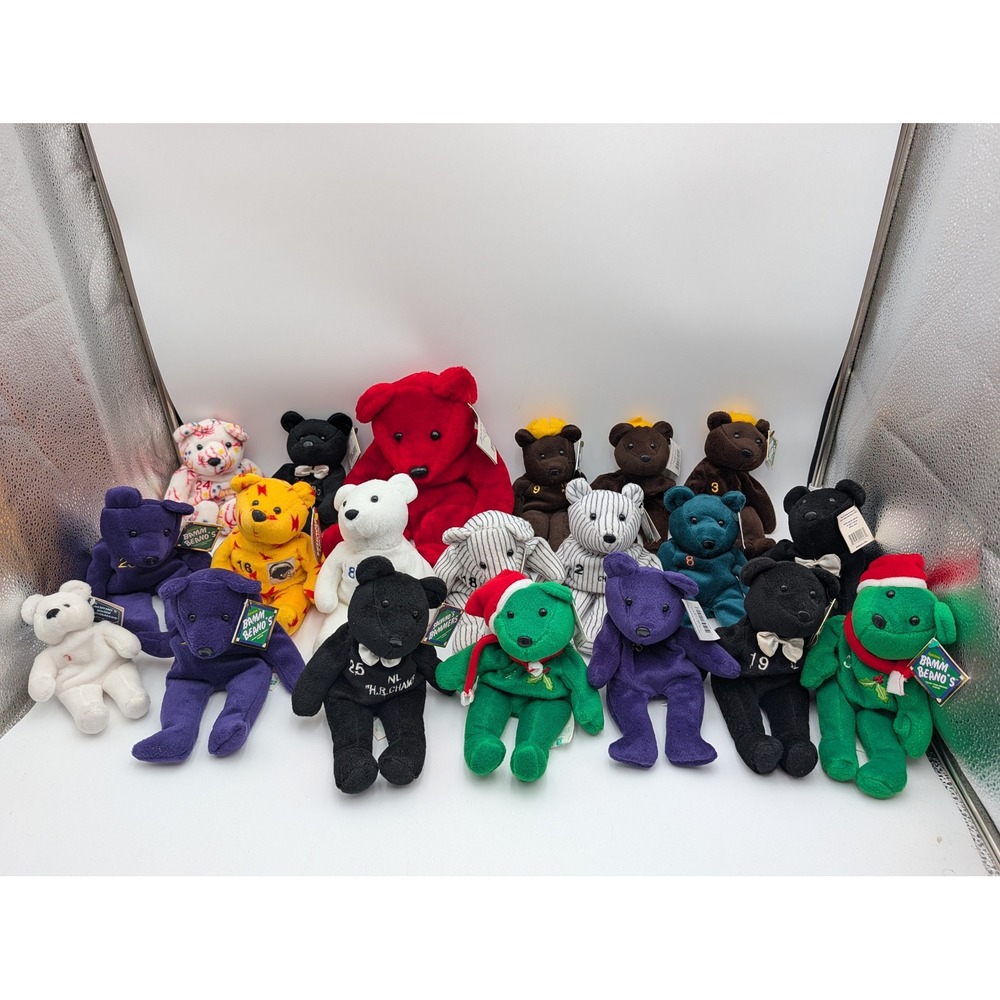 Salvino Bamm Beanos Plush Bear Lot Mark McGwire Peyton Manning Sports